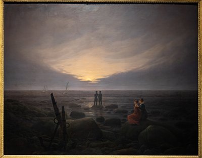 月亮从海上升起（布面油画） 作者 卡斯珀·大卫·弗里德里希（Caspar David Friedrich）