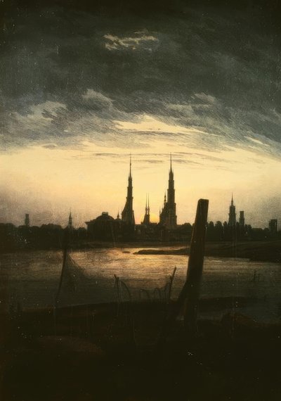 月亮升起的城市 作者 卡斯珀·大卫·弗里德里希（Caspar David Friedrich）