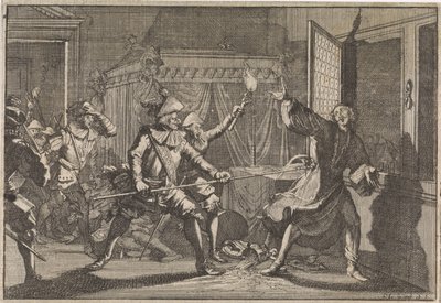 弗里德兰公爵阿尔布雷希特·冯·华伦斯坦被自己的士兵谋杀，1634 年 作者 Caspar Luyken（归因于）