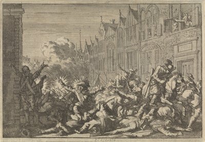 1652 年，马扎然的支持者占领昂热，遭到德-罗汉总督十门大炮的伏击 作者 卡斯珀·路肯（Caspar Luyken）