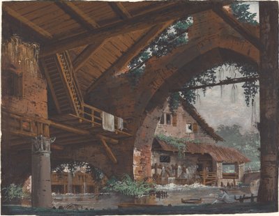 带有水磨的古建筑遗址的建筑幻想 作者 卡斯珀·沃尔夫