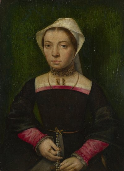 有念珠的女士，c。 1550 作者 凯瑟琳娜·范·赫姆森（Catharina van Hemessen）