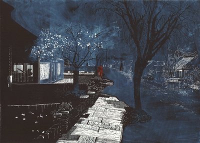郊区的音乐声，2012 年（油印和蚀刻版画） 作者 凯瑟琳·萨克利夫·富勒