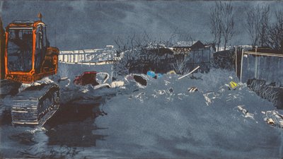有 300 只蝾螈的广阔天地，2014 年（连版画和蚀刻版画） 作者 凯瑟琳·萨克利夫·富勒
