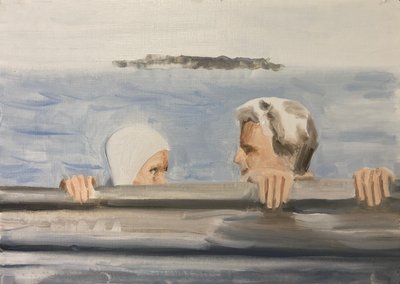 02.05.20 她喜欢他，2020 年（纸面油画） 作者 凯茜·洛马克斯