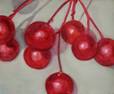 樱桃，2013 年（纸上油画） 作者 凯茜·洛马克斯