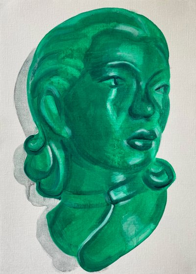 隐藏，2021 年（纸面油画） 作者 凯茜·洛马克斯