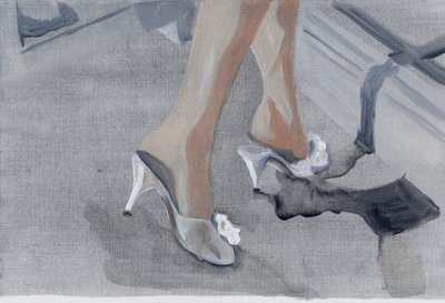 电影日记 #47（23.04.13 她脱掉了衣服），2015（纸上油画） 作者 凯茜·洛马克斯