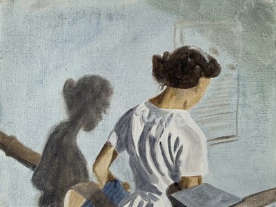 她很固执，2023 年（纸面油画） 作者 凯茜·洛马克斯