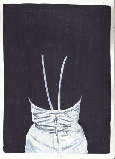 楼上的女孩 1，背面，2012 年（纸上油彩和丙烯） 作者 凯茜·洛马克斯