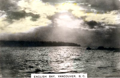 在英吉利湾，温哥华，不列颠哥伦比亚省，加拿大，c1920s的日落。 作者 Cavenders有限公司