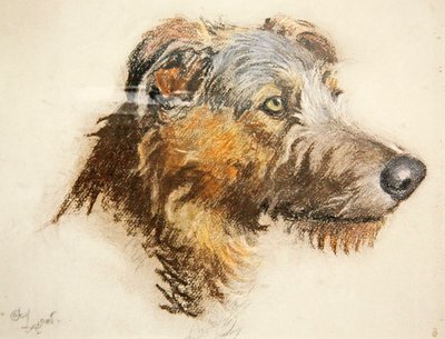 苏格兰猎鹿犬（着色纸上的粉彩画 作者 塞西尔·查尔斯·温莎·奥尔丁