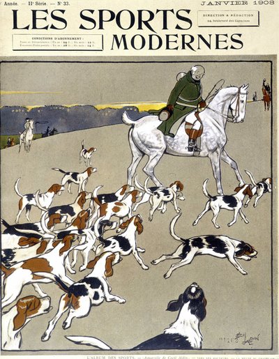 狩猎：包。封面 "现代体育", 01/1908 作者 Cecil Charles Windsor Aldin