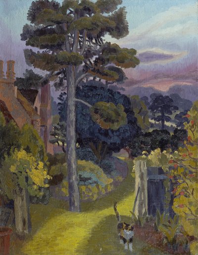 三色堇，弯端花园中艺术家的猫（布面油画） 作者 塞德里克·莫里斯