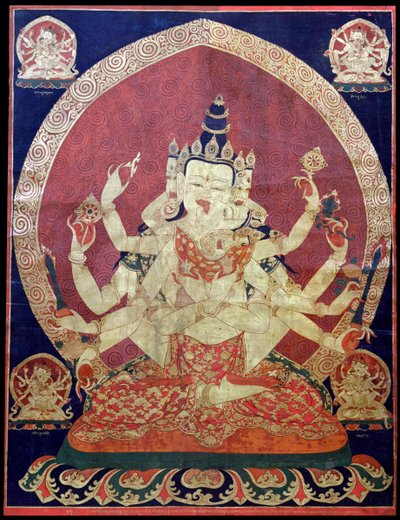 Guhyasamaja Akshobhyavajra Thanka，17世纪。   作者 中亚艺术。