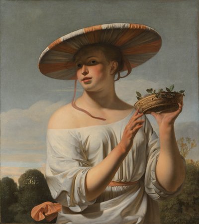 戴大帽子的女孩，1645-1648年 作者 塞萨尔·博蒂乌斯·范·埃弗丁根