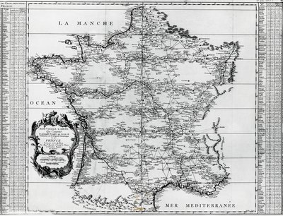 法国地图，由乔瓦尼-多梅尼科-马拉尔迪（1709-1788）和塞萨尔-弗朗索瓦-卡西尼-德-图里或卡西尼三世（1714-1784）绘制，法国 作者 Cesar Francois Cassini de Thury