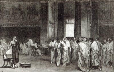 Appius Claudius说服参议院拒绝Pyrrhus提出的和平，从1891年的“休闲时刻”开始 作者 Cesare Maccari