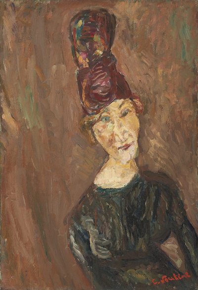 戴大帽子的女人，约1919年 作者 Chaim Soutine