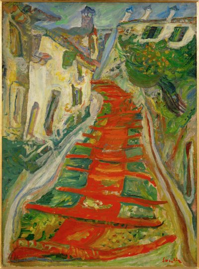 卡涅的红色楼梯（布面油画） 作者 Chaim Soutine