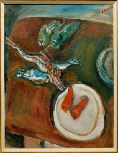 静物与鱼，辣椒和胡萝卜 作者 Chaim Soutine
