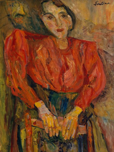 红色女衬衫的妇女，c.1919 作者 Chaim Soutine