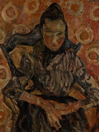 女人坐在椅子上； 1917-18年坐在扶手椅上的女人 作者 Chaim Soutine