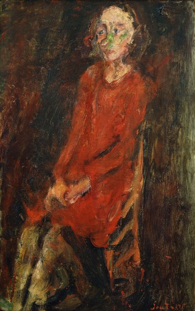 红色的年轻女子；红衣少女，1928年 作者 Chaim Soutine