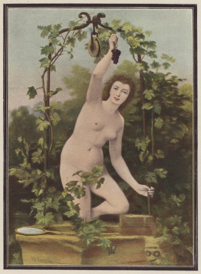 从葡萄藤上摘葡萄的妇女（彩色石版画） 作者 查尔斯（后）兰德尔