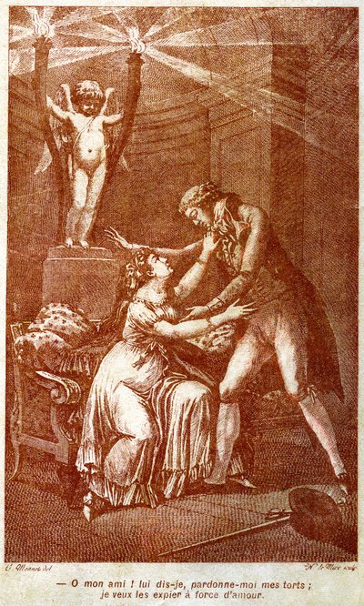 Choderlos de Laclos（1741-1803）的书信小说“危险的联络人”插图（雕刻） 作者 查尔斯（之后）莫奈