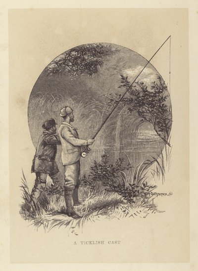 钓鱼：一个棘手的演员（石版画） 作者 查尔斯（之后）Whymper