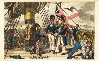 Captain Spring makes Midshipman Newcome his aide-de-camp and hands him his sword on the quarterdeck of HMS Victory 作者 查尔斯（c.1797-1850）（之后）威廉姆斯
