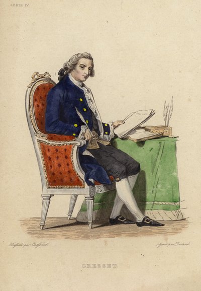 Jean Baptiste Grass的肖像（彩色雕刻） 作者 查尔斯·亚伯拉罕·查瑟拉特