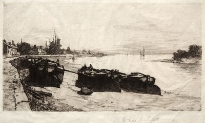 1883年，泰晤士河上的泥船。 作者 查尔斯·亚当斯·普拉特