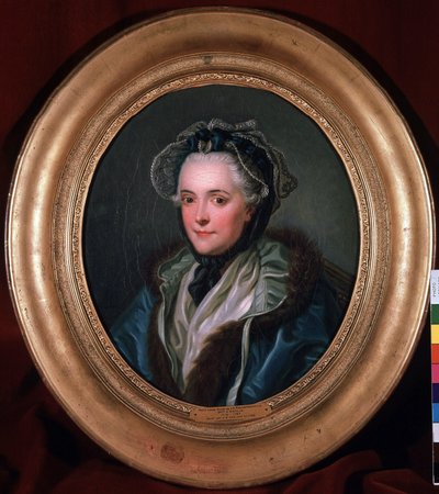 恩维尔（Anville）公爵夫人玛丽-路易丝-尼科尔（Marie Louise Nicole）（1716-1797）的肖像。查尔斯-阿梅迪-菲利普-凡-卢（1719-1795）的绘画。 作者 查尔斯·阿米迪·菲利普·范·卢
