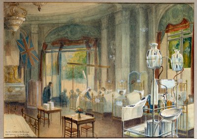 阿斯托利亚酒店英国医院大房间的景色。 Charles Igunet De Villers 的绘画（1881 - 1944） 作者 Charles Andre Igounet de Villers