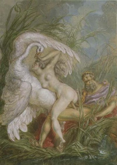 勒达与天鹅》，选自《世界历史 作者 Charles Antoine (attr. to) Coypel