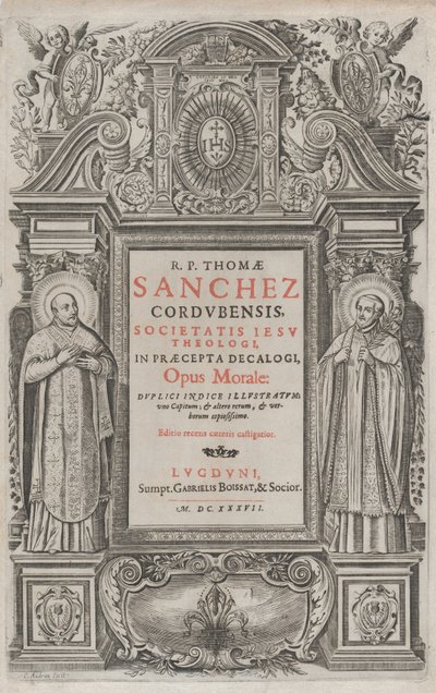 Opus morale in praecepta Decalogi》的封面插图，1637年。 作者 查尔斯·奥德兰
