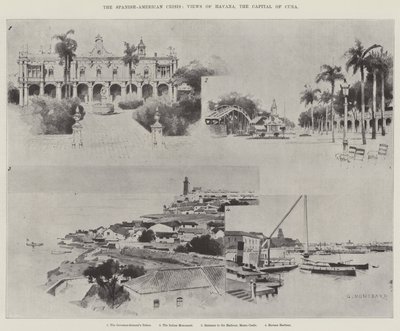 西班牙 - 美国危机，古巴首都哈瓦那的景色 作者 Charles Auguste Loye