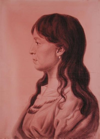 黄玉米，密苏里州伊奥瓦人的印第安女孩（纸上铅笔和木炭画 作者 查尔斯·巴尔塔撒（Charles Balthazar）朱利安·费维特·德·圣梅敏