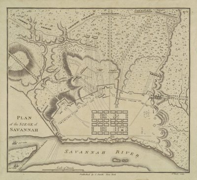 1796年围攻萨凡纳的计划。 作者 查尔斯·巴尔塔撒（Charles Balthazar）朱利安·费维特·德·圣梅敏