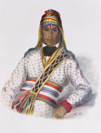 Yoholo-Micco，1825年的溪流酋长，插图来自&39;北美印第安部落，Vol.2&39;，由Thomas L. McKenney和James Hall，酒吧。约翰格兰特（彩色光刻） 作者 查尔斯·伯德·金