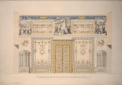 1780年代初，在沙皇斯科洛大皇宫里昂大厅黄色客厅的设计 作者 查尔斯·卡梅隆