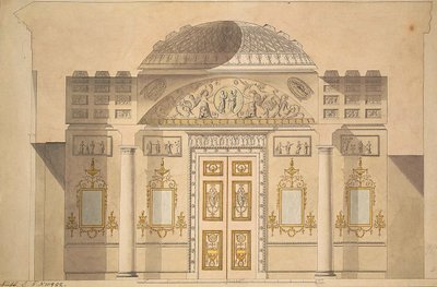 Tsarskoye Selo玛瑙亭子的碧玉研究中的镜墙高程 作者 查尔斯·卡梅隆