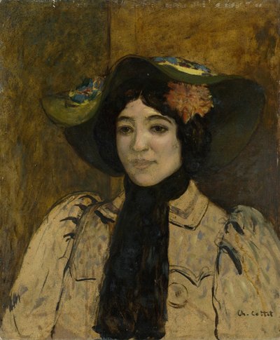一个女人的肖像，约1900年。 作者 Charles Cottet
