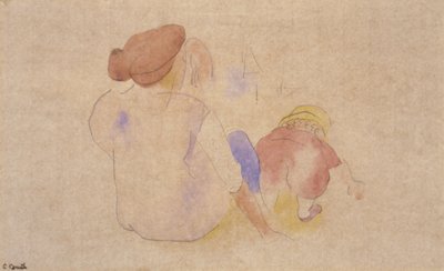 (穿红衣服带孩子的妇女）。 作者 查尔斯·德穆斯
