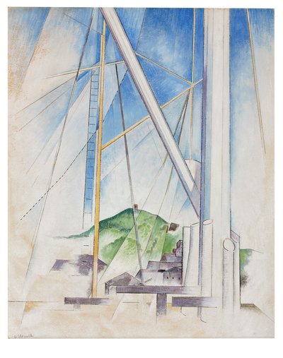 在《蓝色钥匙》中，约1919年（船上的蛋彩画和铅笔） 作者 查尔斯·德穆斯