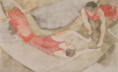 两架飞人表演者红色，1916年（纸上写着） 作者 查尔斯·德穆斯