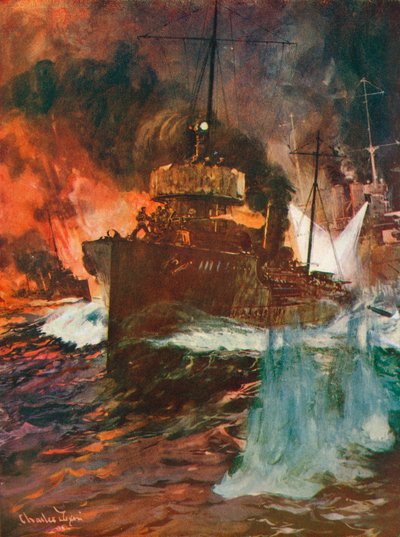 夜袭。鱼雷艇在工作，c1918 1919年 作者 Charles Dixon