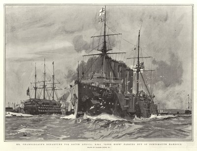 张伯伦先生出发前往南非，HMS Good Hope从朴茨茅斯港出发 作者 查尔斯·爱德华·迪克森